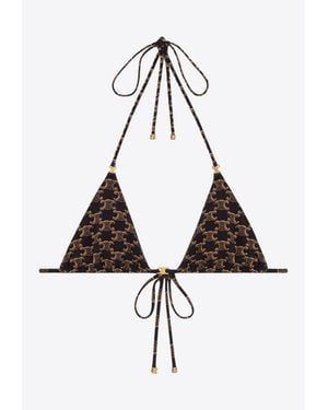 Celine Matt Jersey Triangle Top With Monogram - Metallic