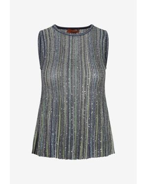 Missoni Striped Knit Tank Top - Gray