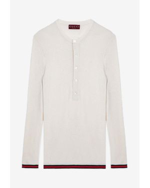 Gucci Signature Web-Trimmed Sweater - White
