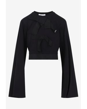 Lanvin Grosgrain Long-Sleeved Top - Black