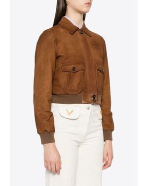 Miu Miu Waxed Suede Jacket - Brown