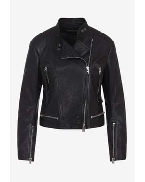 Tom Ford Zip-Up Leather Racer Jacket - Black