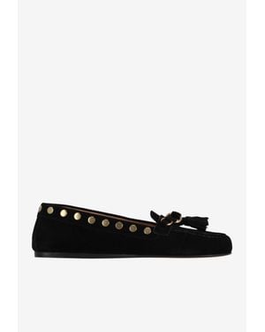 Isabel Marant Faxel Suede Leather Loafers - Black