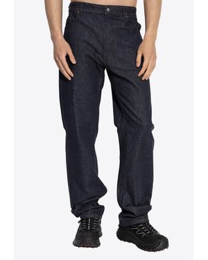 Moncler Logo Patch Straight-Leg Jeans - Blue