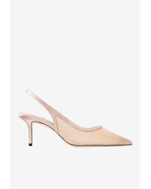 Jimmy Choo Love 65 Candyfloss Glitter Slingback Pumps - Natural