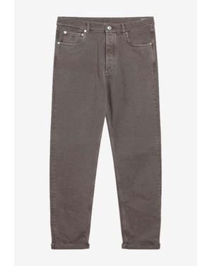 Brunello Cucinelli Vintage-Effect Straight-Leg Jeans - Grey
