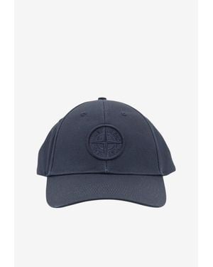 Stone Island Logo Embroidered Baseball Cap - Blue