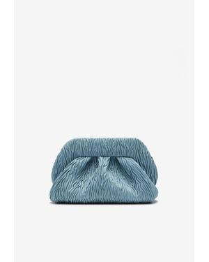THEMOIRÈ Bios Ruched Vegan Leather Clutch Bag - Blue