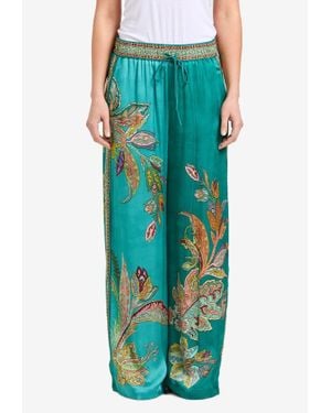 ALÉMAIS Franca Printed Silk Pants - Green