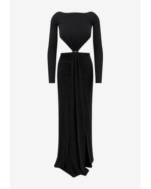 Elisabetta Franchi Carpet Draped Gown With Cut-Outs - Black