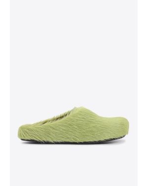Marni Fussbett Calf Hair Sabot Mules - Green