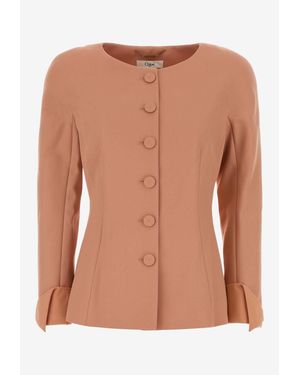 Chloé Collarless Fitted Jacket - Brown