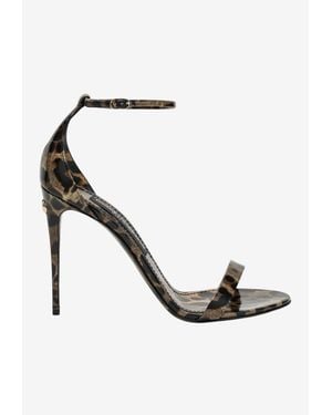 Dolce & Gabbana Keira 105 Leopard Print Sandals - White
