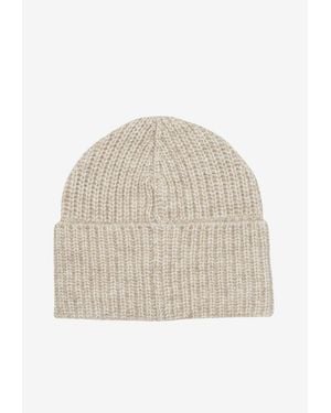 Brunello Cucinelli Ribbed Knit Wool Beanie - Natural