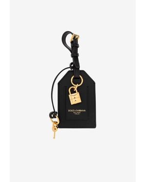 Dolce & Gabbana Sicily Leather Keychain - Blue