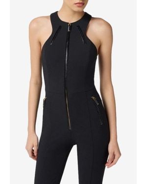 Elisabetta Franchi Zip-Up Crewneck Jumpsuit - Black