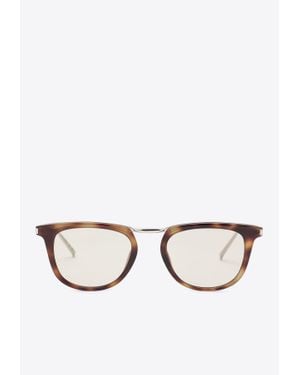 Saint Laurent Havana Logo Round Sunglasses - Natural