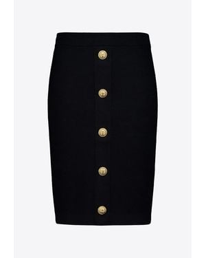 Balmain Tweed Pencil Skirt - Black