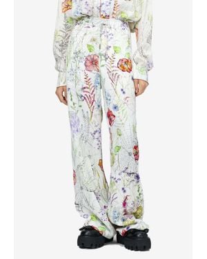 McQueen Meadow Floral Print Pants - White