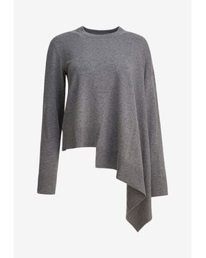 McQueen Asymmetric Wool And Cashmere Sweater - Grey