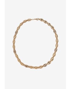 Tory Burch Gemini Link Crystal Paved Necklace - White