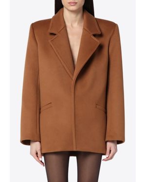 Saint Laurent Camel Wool Short Coat - Brown