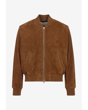 Ami Paris Ami De Coeur Suede Jacket - Brown