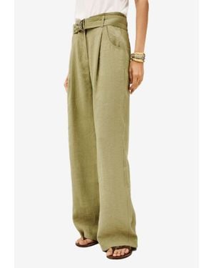 Ba&sh Dola Belted Flowy Trousers - Green