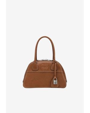 Miu Miu Small Vivant Nappa Leather Shoulder Bag - Brown
