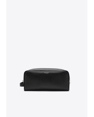 Saint Laurent Grained Leather Pouch Bag - White