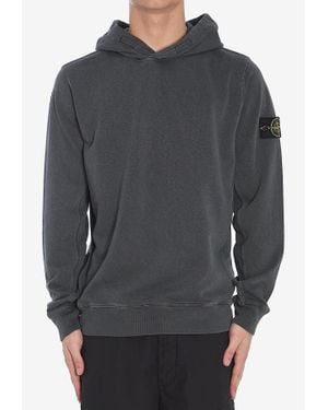 Stone Island Compass Patch Hooded Sweatshirt - Grey