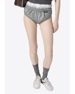 Miu Miu Technical Silk Logo Briefs - Gray