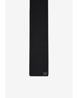 Dolce & Gabbana Logo Patch Cashmere Knit Scarf - Black