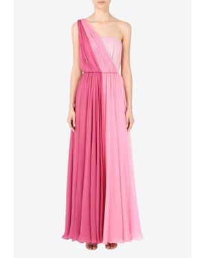 Dolce & Gabbana One-Shoulder Gathered Ombre Gown - Pink