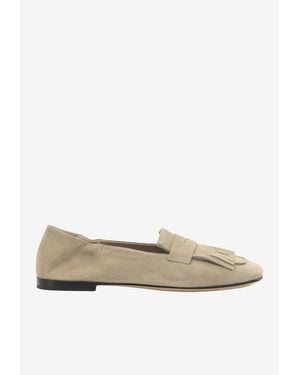 Pomme D'or Simon Tassel Suede Loafers - White