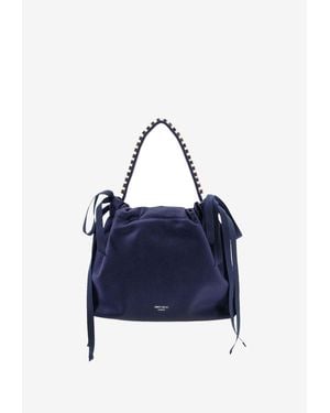Jimmy Choo Rhinestone Embellished Satin Shoulder Bag - Blue