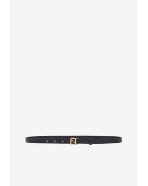 Fendi Ff Buckle Thin Leather Belt - White