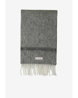 Marni Mohair-Blend Ribbed Scarf - Gray