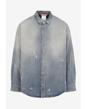 Acne Studios Distressed Denim Shirt - Grey