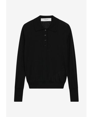 Golden Goose Ribbed Wool Polo Sweater - Black