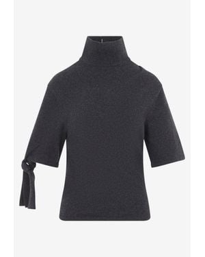 Jacquemus Fiocco High-Neck Wool Knit Top - Blue