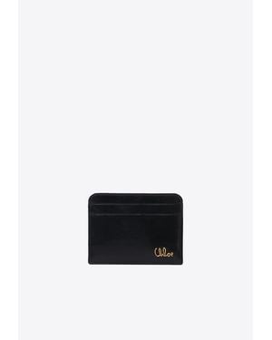 Chloé Iconic Logo Shiny Leather Cardholder - White