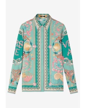 Versace Underwater Barocco Print Silk Shirt - Green