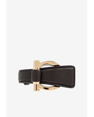 Ferragamo Intertwined Gancini Leather Bracelet - Black