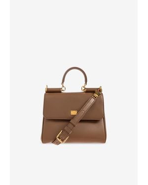 Dolce & Gabbana Small My Sicily Leather Handbag - Brown