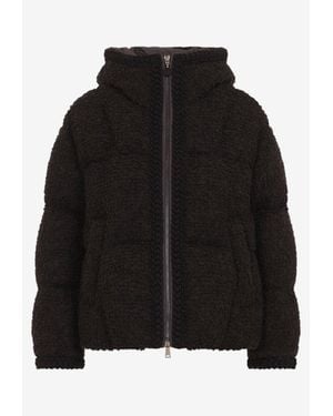 Moncler Cristallin Bouclé Knit Down Jacket - Black