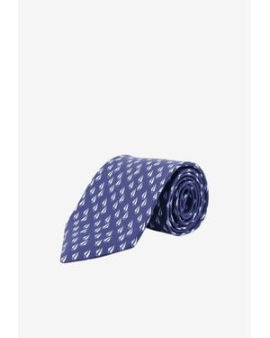 Ferragamo Nautica Print Silk Tie - Blue