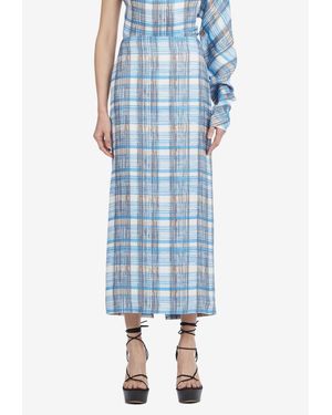 Ferragamo Midi Checked Skirt - Blue