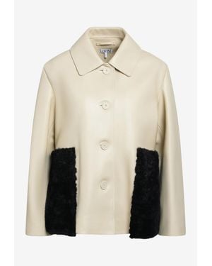 Loewe Shearling-Trim Zip Jacket - Natural