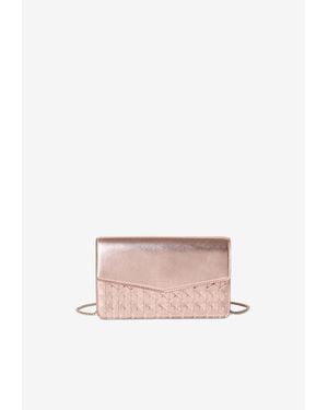 Serapian Metallic Mosaico Leather Chain Clutch - Pink